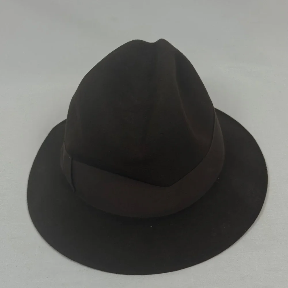 Vintage Mens Wright Mirakai Custom Made Fedora Hat Brown Wool Size 6 7/8 - Picture 4 of 13